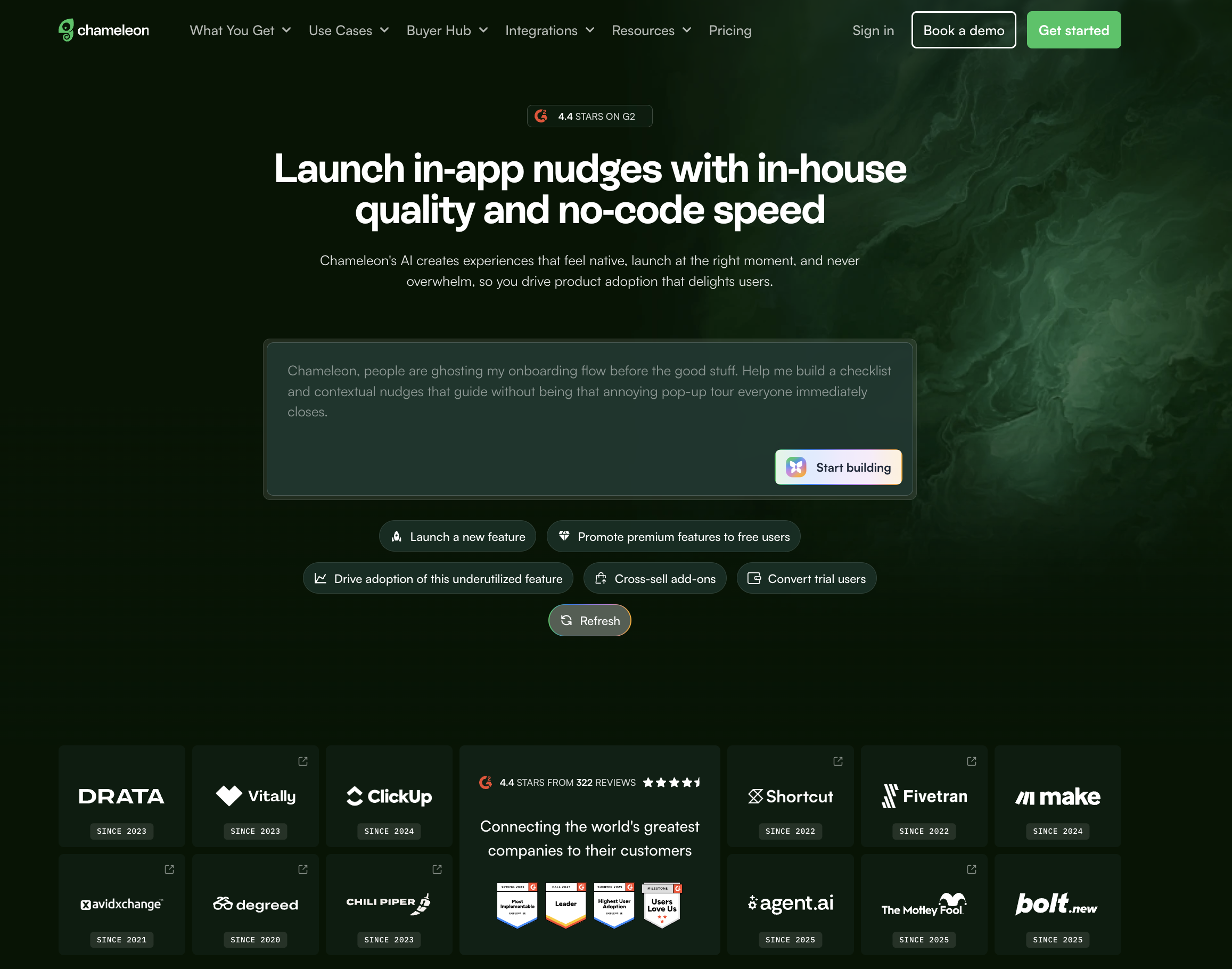 Chameleon's product page showing social proof from major brands